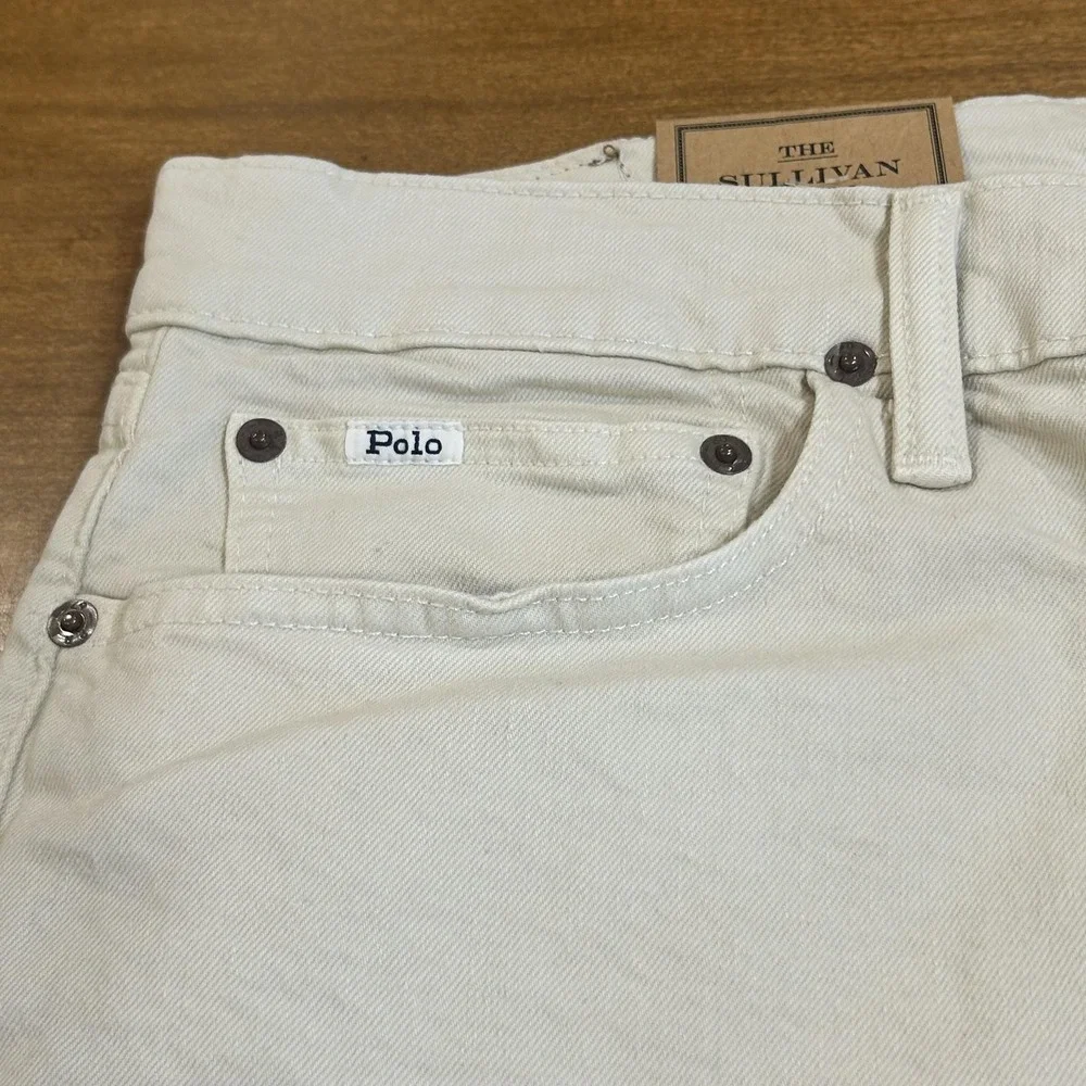 Polo Ralph Lauren Jeans Mens 33x32 Cream Sullivan Slim Straight Denim NWT *SPOT*